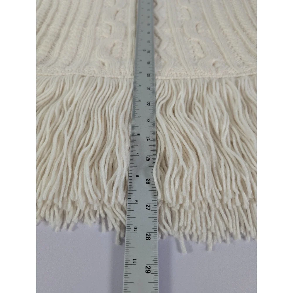 Tory Burch Ivory Cable-Knit Fringe Sweater